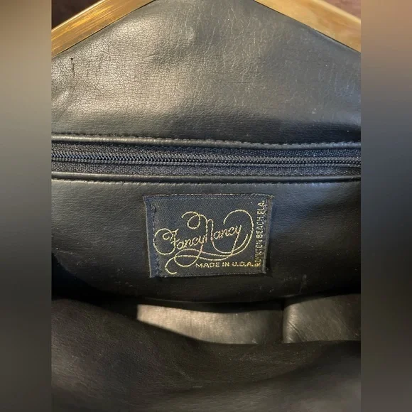 Fancy Nancy Painted Leather Bag Purse Crossbody Purple Vintage 80s USA‎ - Picture 5 of 14